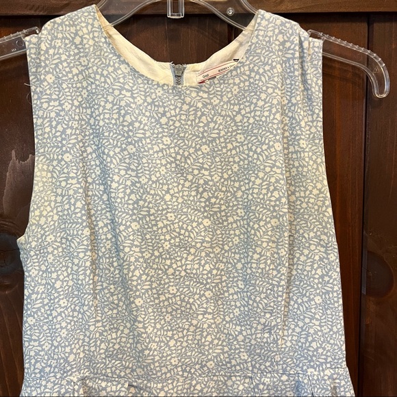 Gap Floral Blue and White Fit & Flare A-Line Pleated Cotton Mini Dress - Picture 3 of 4